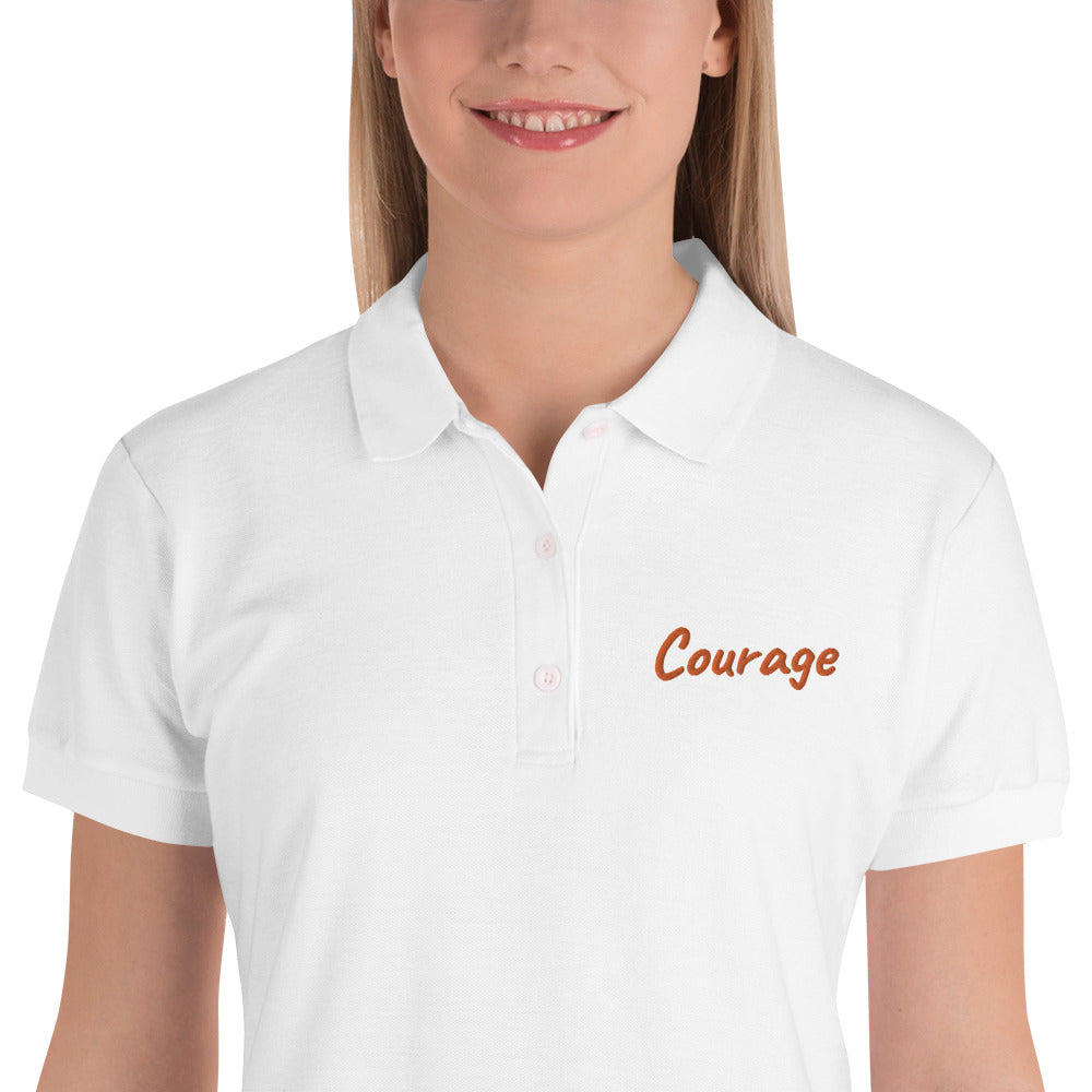 Courage In Amber Embroidery on Women's Polo Shirt