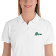 Now In Emerald Embroidery on Women's Polo Shirt