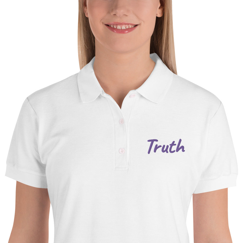 Truth In Amethyst Embroidery on Women's Polo Shirt