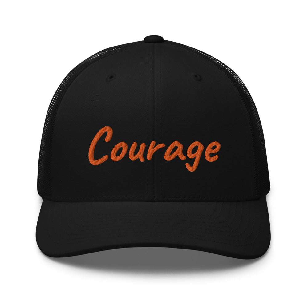 Courage In Amber Embroidery on Retro Trucker Hat