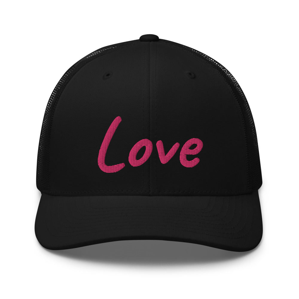 Love In Star Rose Quartz Embroidery on Retro Trucker Hat