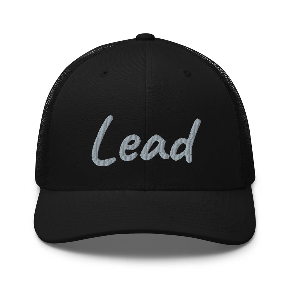 Lead In Silver Embroidery on Retro Trucker Hat