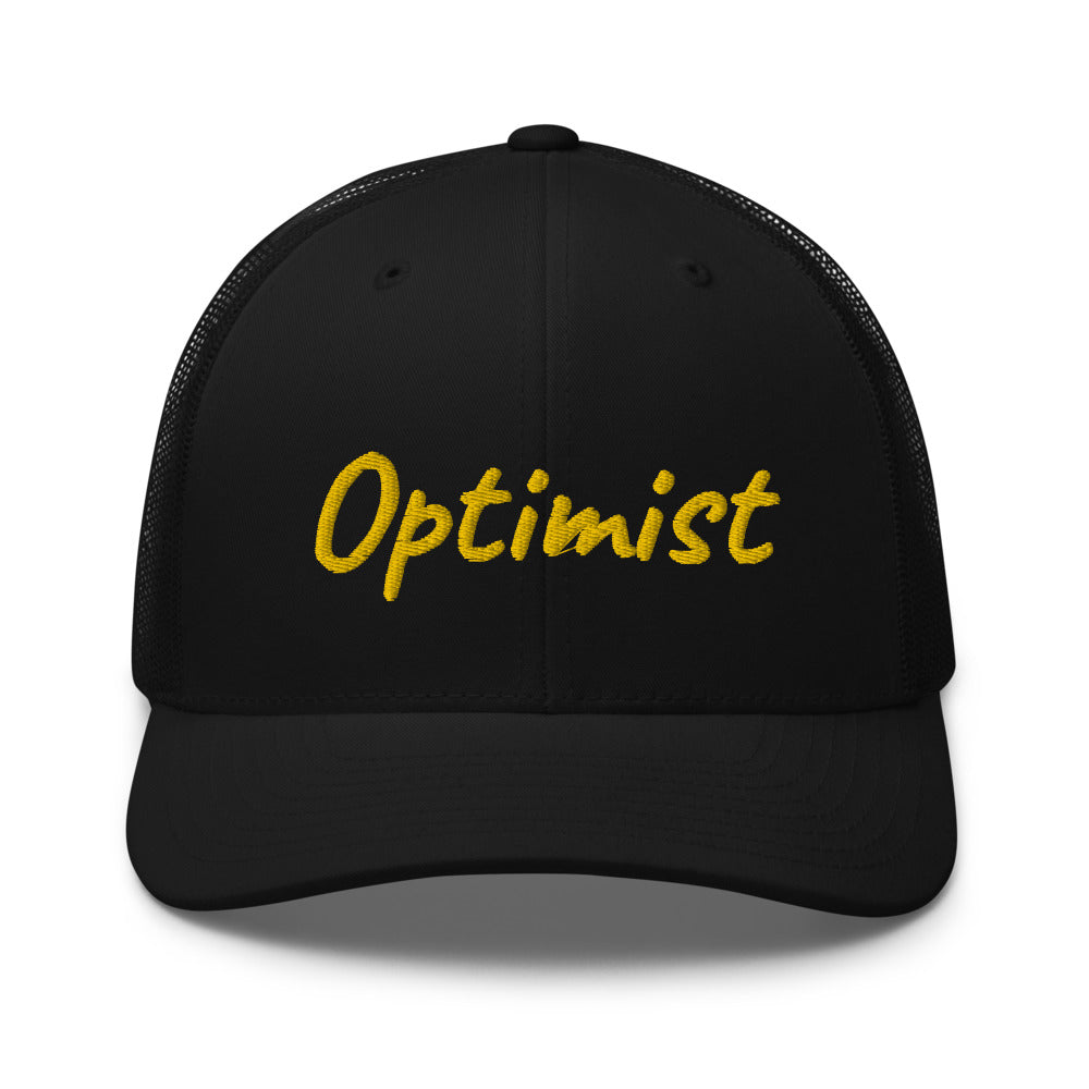 Optimist In Gold Embroidery on Retro Trucker Hat