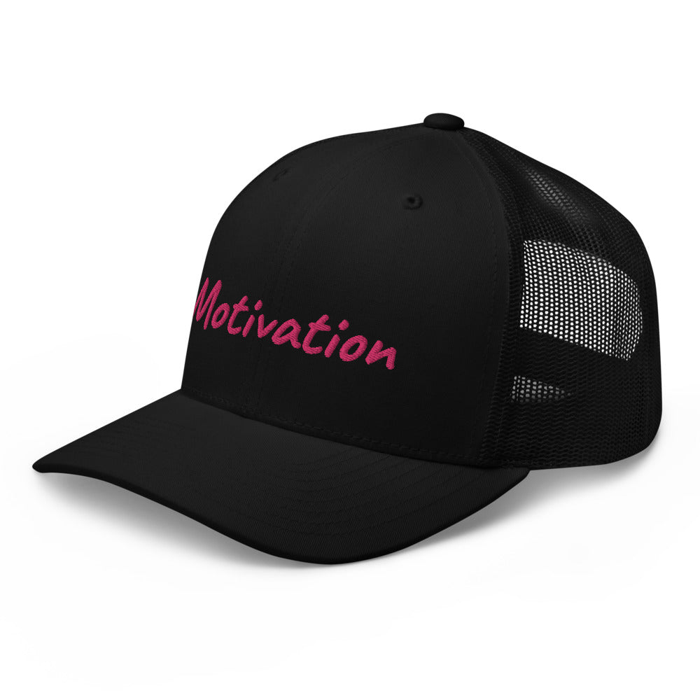 Motivation In Star Rose Quartz Embroidery on Retro Trucker Hat