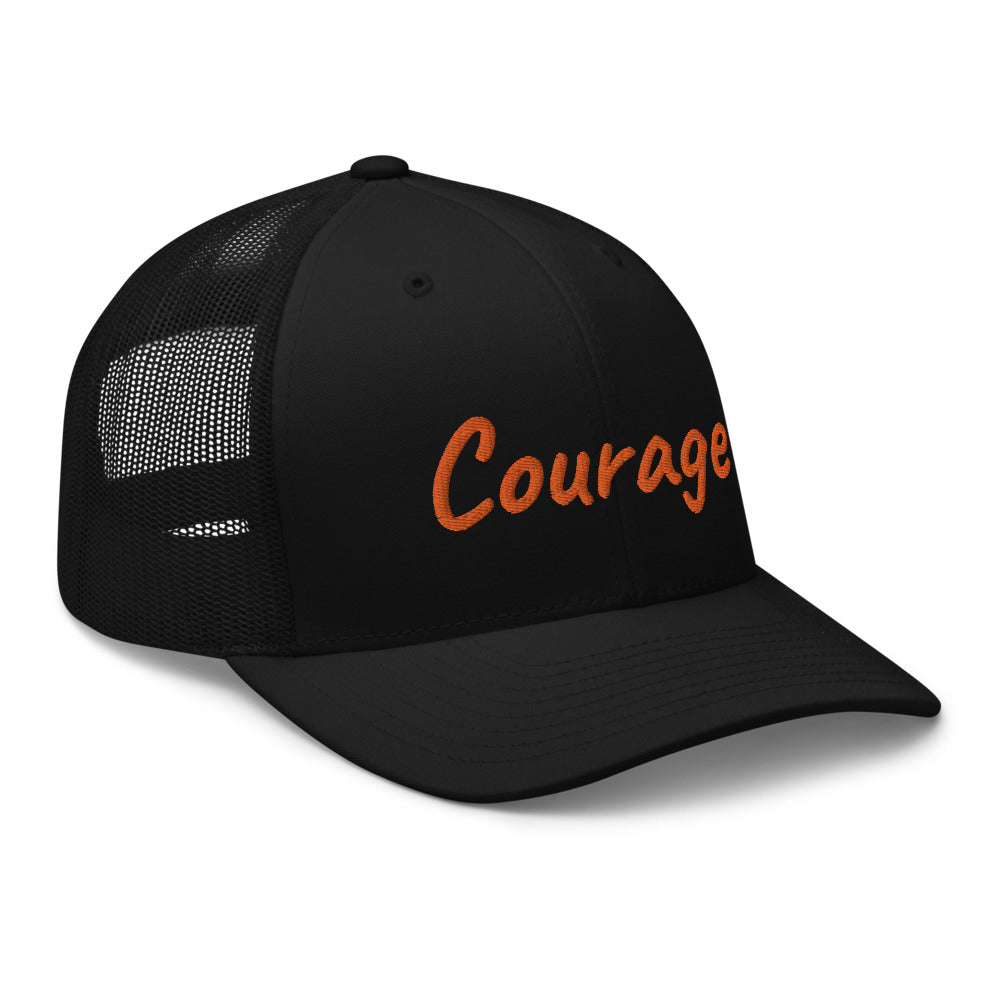 Courage In Amber Embroidery on Retro Trucker Hat