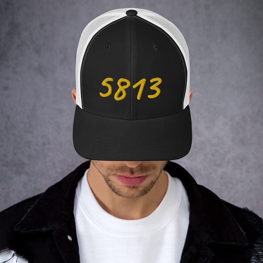 5813 In Gold Embroidery on Retro Trucker Hat