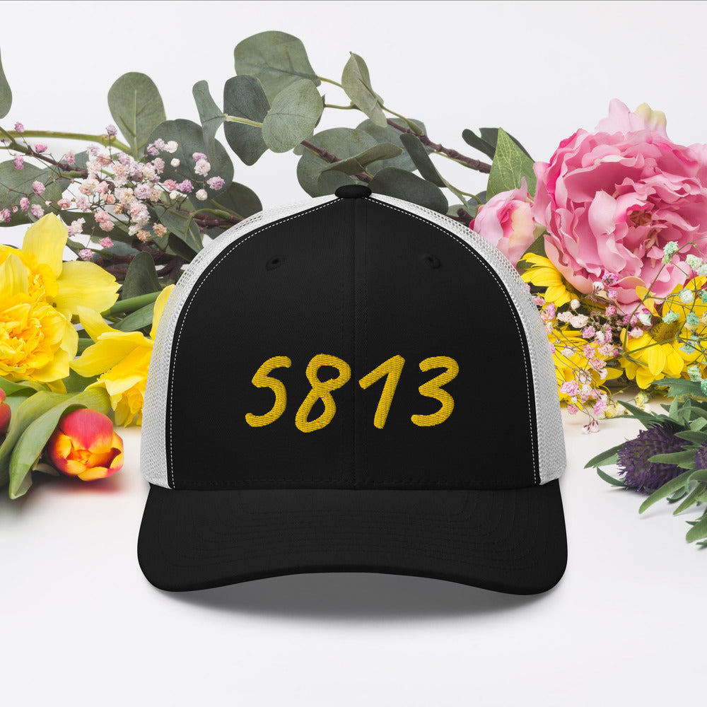 5813 In Gold Embroidery on Retro Trucker Hat