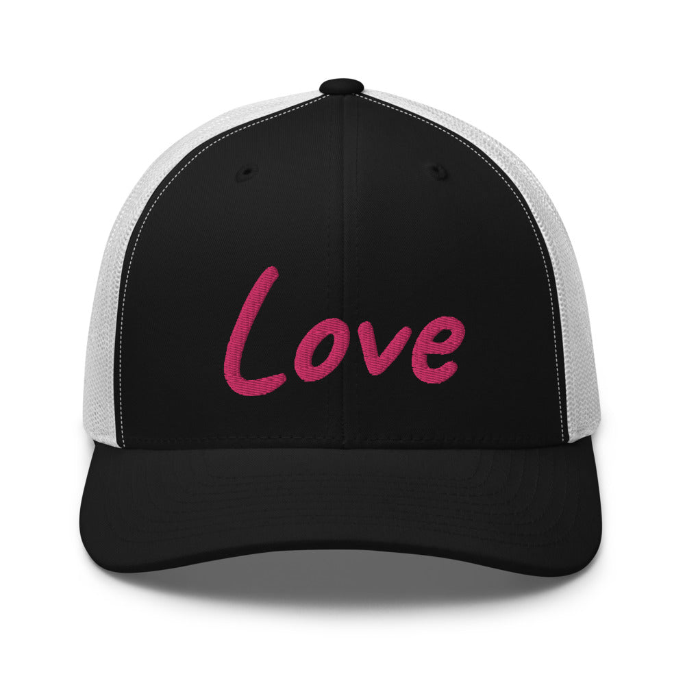 Love In Star Rose Quartz Embroidery on Retro Trucker Hat