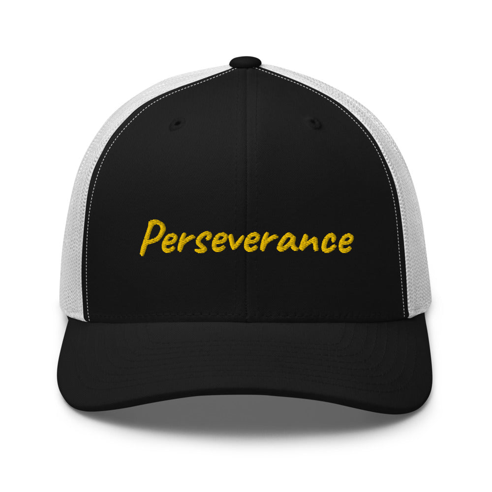 Perseverance In Gold Embroidery on Retro Trucker Hat