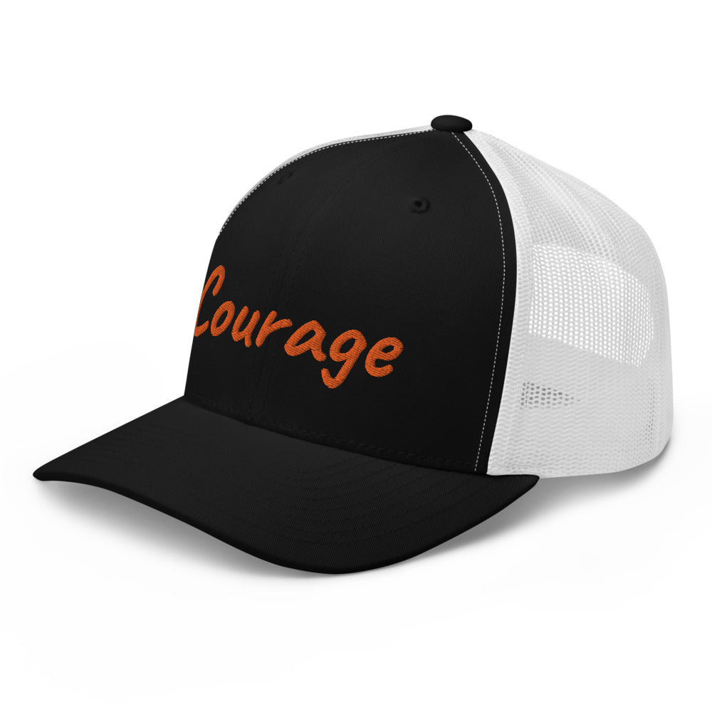 Courage In Amber Embroidery on Retro Trucker Hat