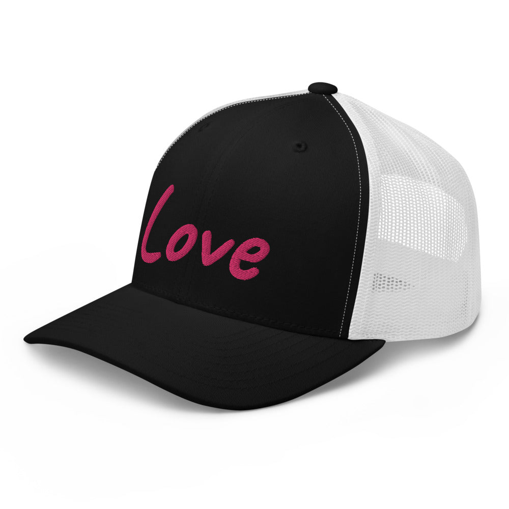 Love In Star Rose Quartz Embroidery on Retro Trucker Hat