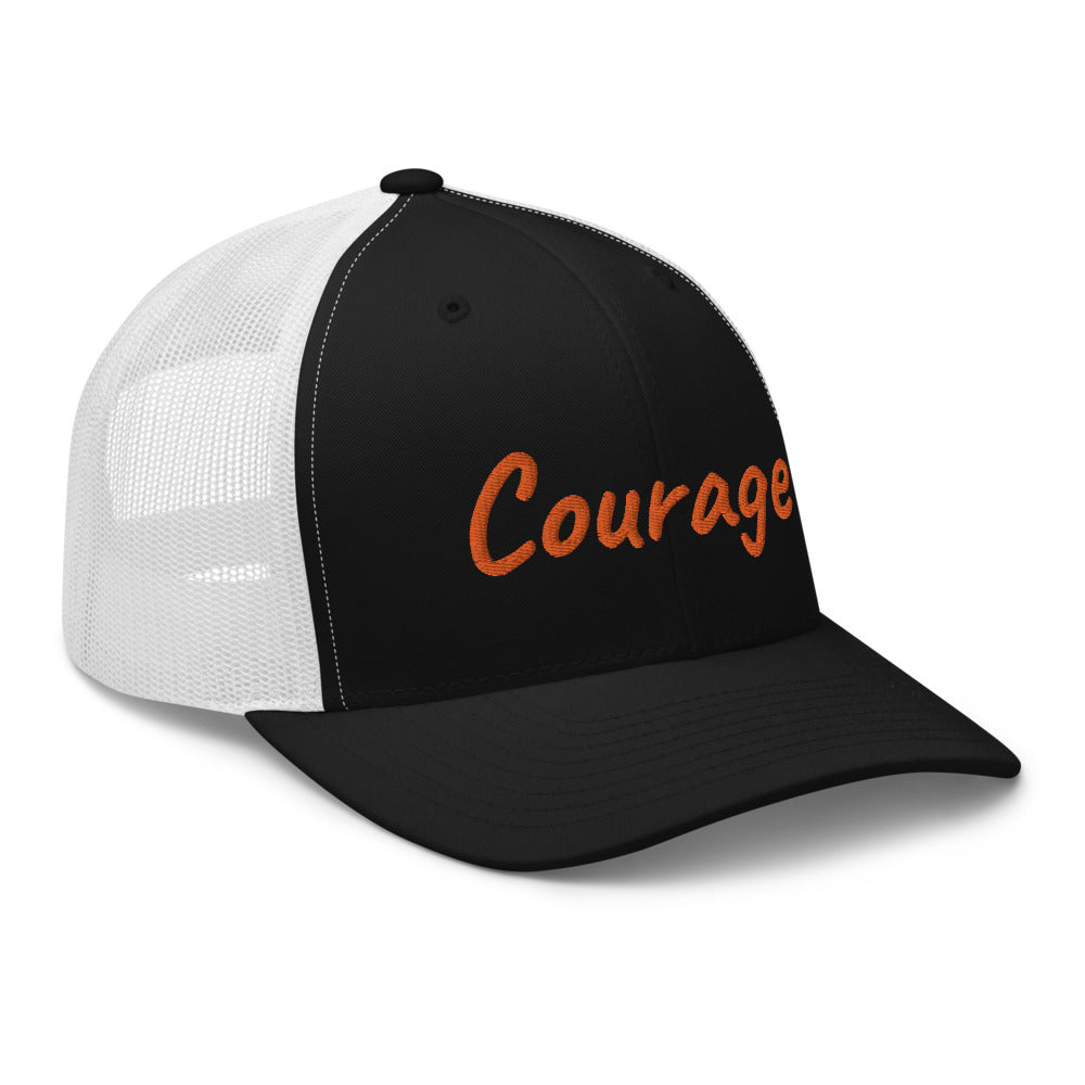 Courage In Amber Embroidery on Retro Trucker Hat