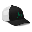 Joy In Emerald Embroidery on Retro Trucker Hat