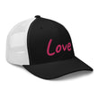 Love In Star Rose Quartz Embroidery on Retro Trucker Hat