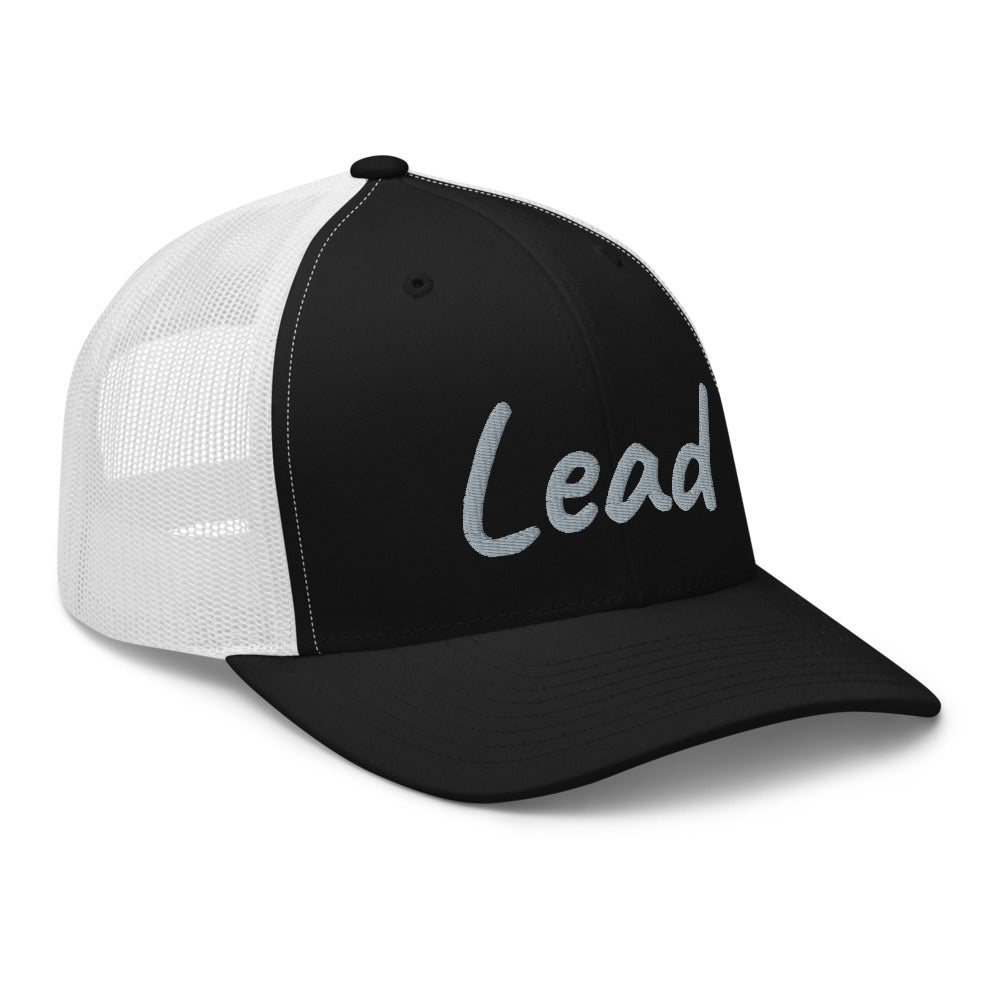 Lead In Silver Embroidery on Retro Trucker Hat