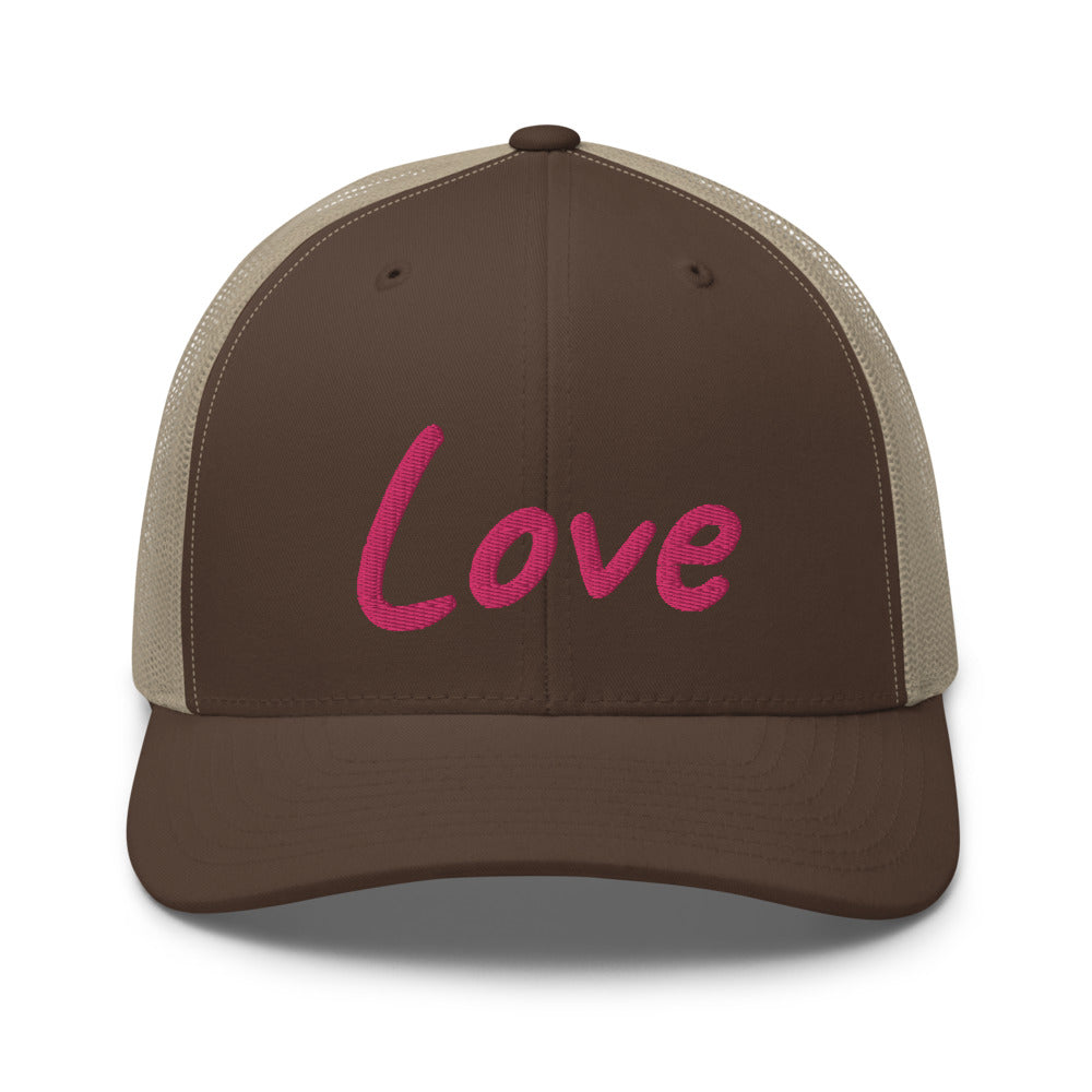 Love In Star Rose Quartz Embroidery on Retro Trucker Hat