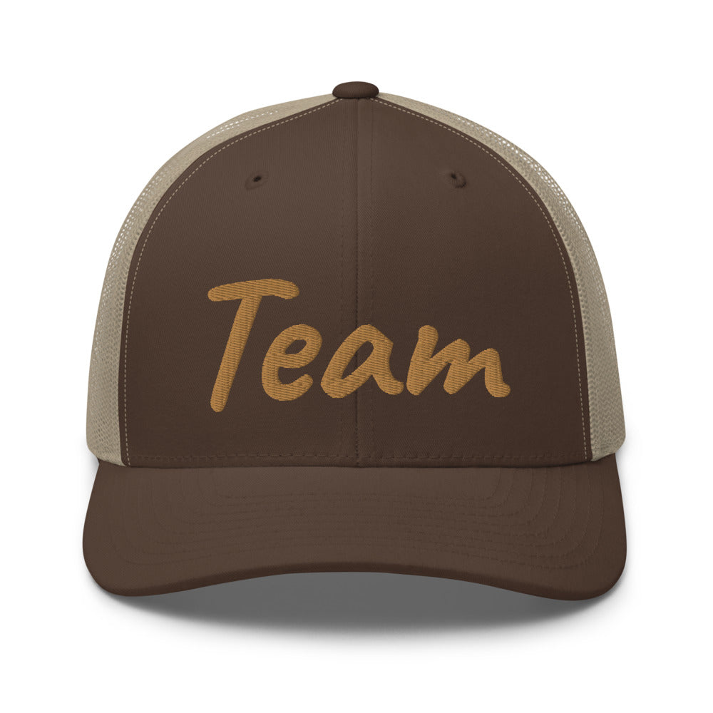 Team In Celluloid Embroidery on Retro Trucker Hat