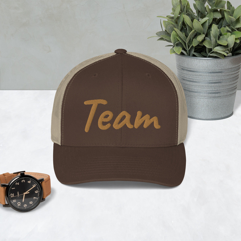 Team In Celluloid Embroidery on Retro Trucker Hat