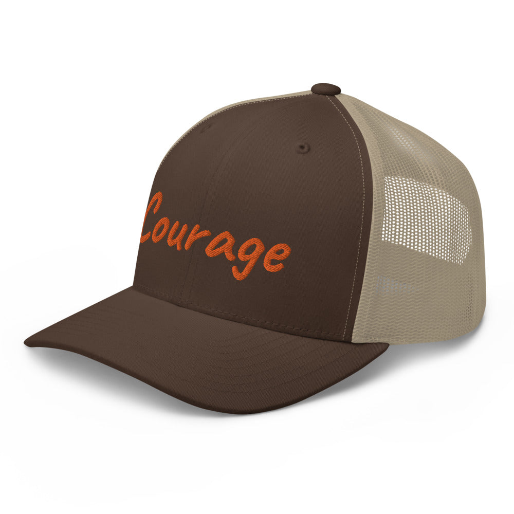 Courage In Amber Embroidery on Retro Trucker Hat