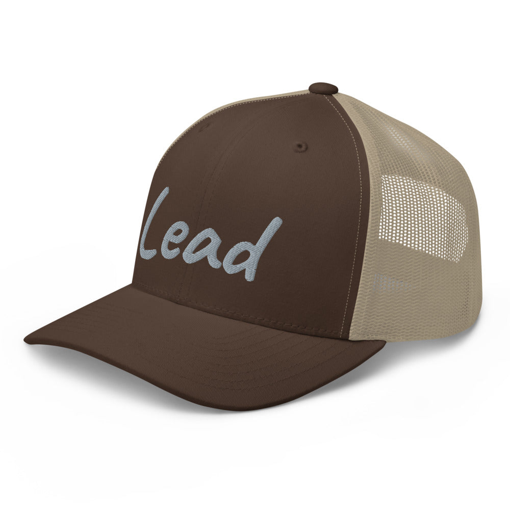 Lead In Silver Embroidery on Retro Trucker Hat