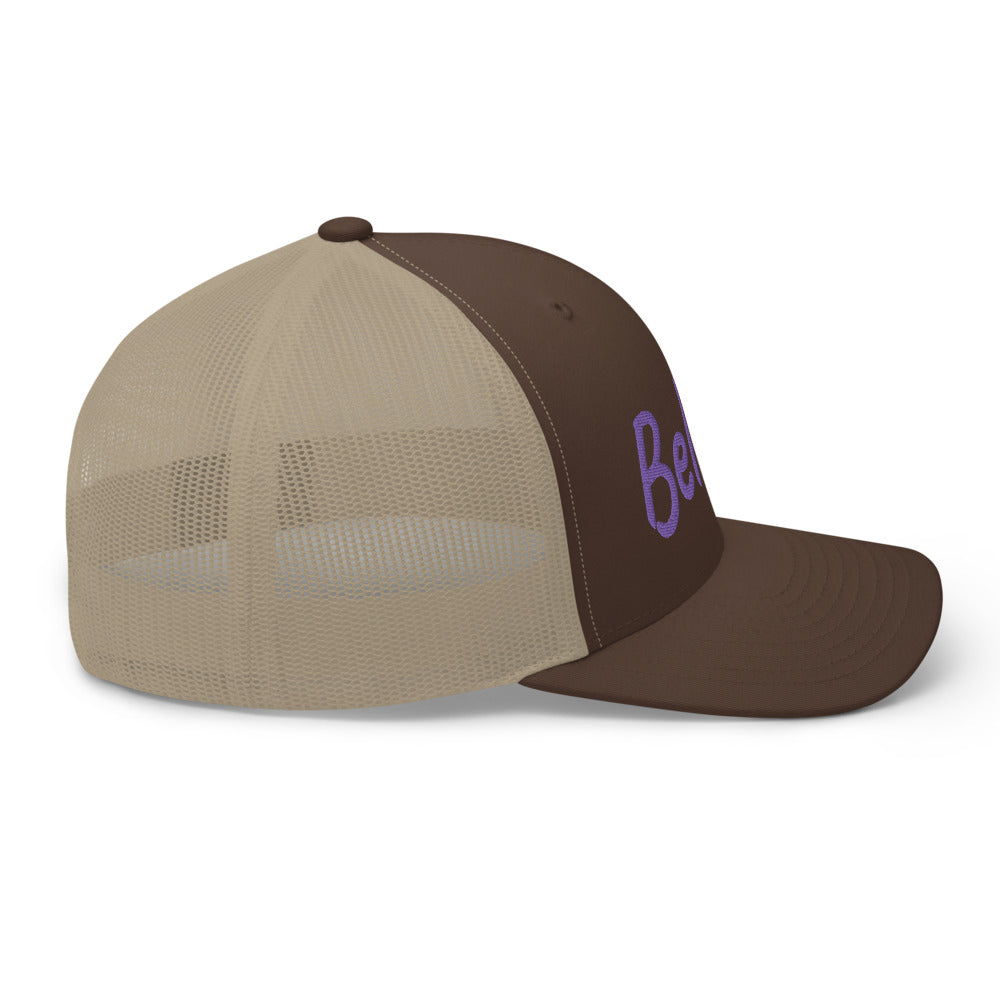 Believe In Amethyst Embroidery on Retro Trucker Hat