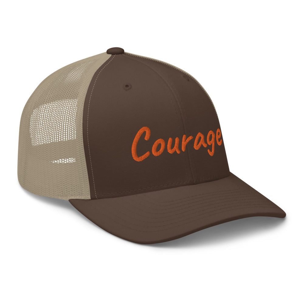 Courage In Amber Embroidery on Retro Trucker Hat