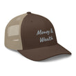 Money & Wealth In Silver Embroidery on Retro Trucker Hat