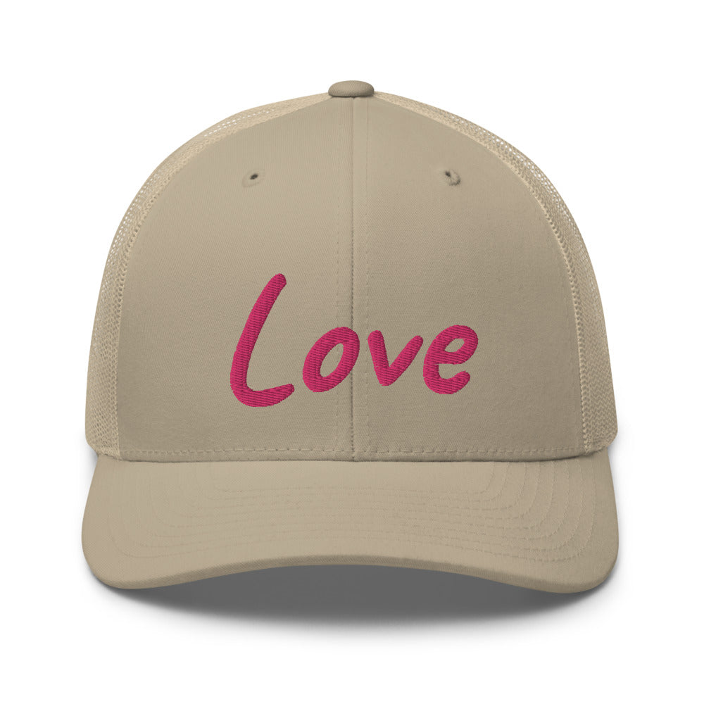 Love In Star Rose Quartz Embroidery on Retro Trucker Hat