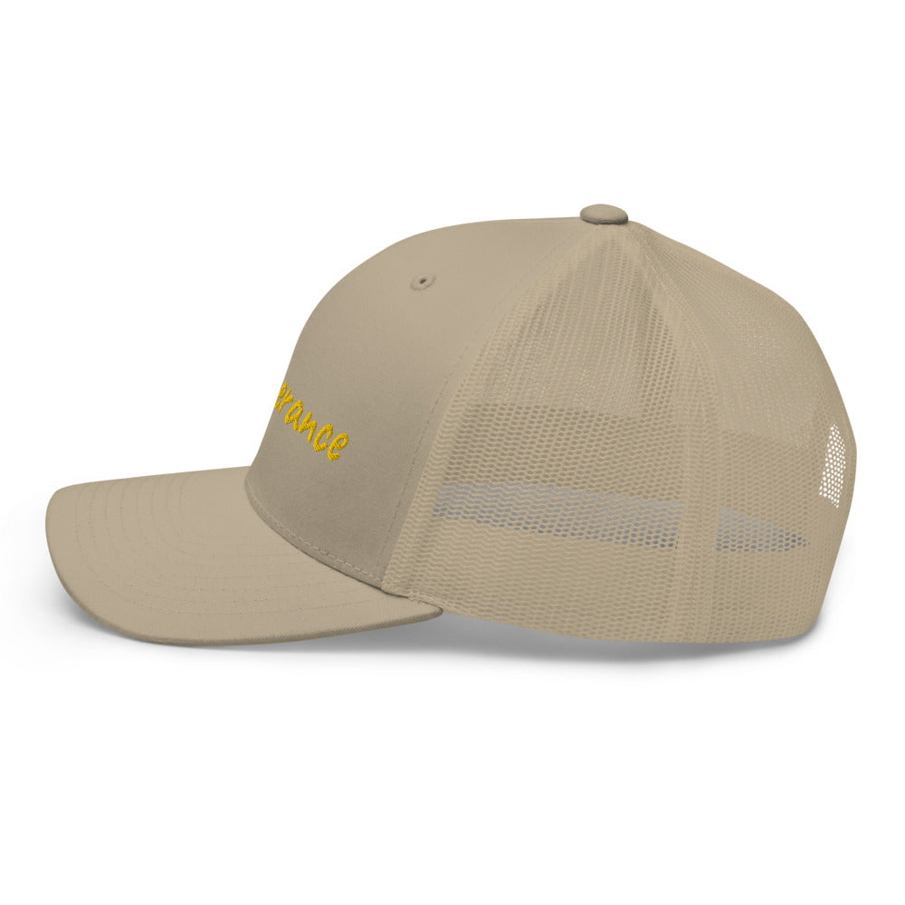 Perseverance In Gold Embroidery on Retro Trucker Hat