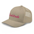 Gratitude In Star Rose Quartz Embroidery on Retro Trucker Hat