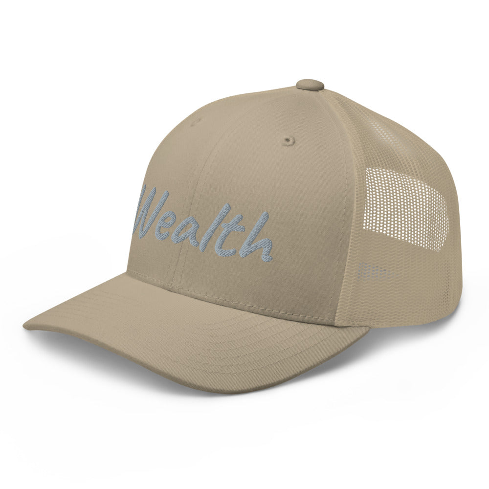 Wealth In Silver Embroidery on Retro Trucker Hat