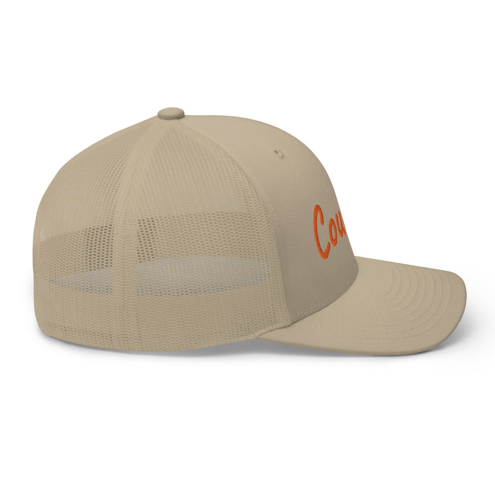 Courage In Amber Embroidery on Retro Trucker Hat