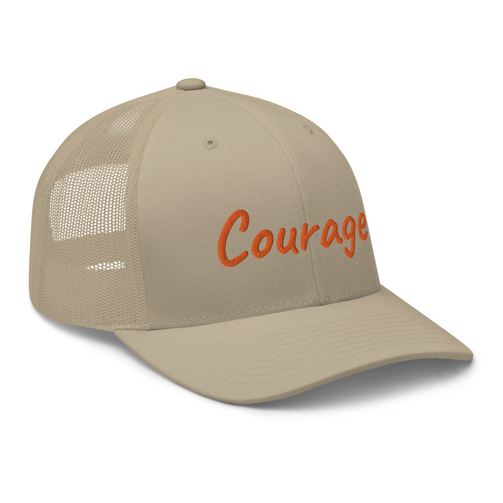 Courage In Amber Embroidery on Retro Trucker Hat