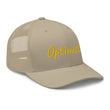 Optimist In Gold Embroidery on Retro Trucker Hat