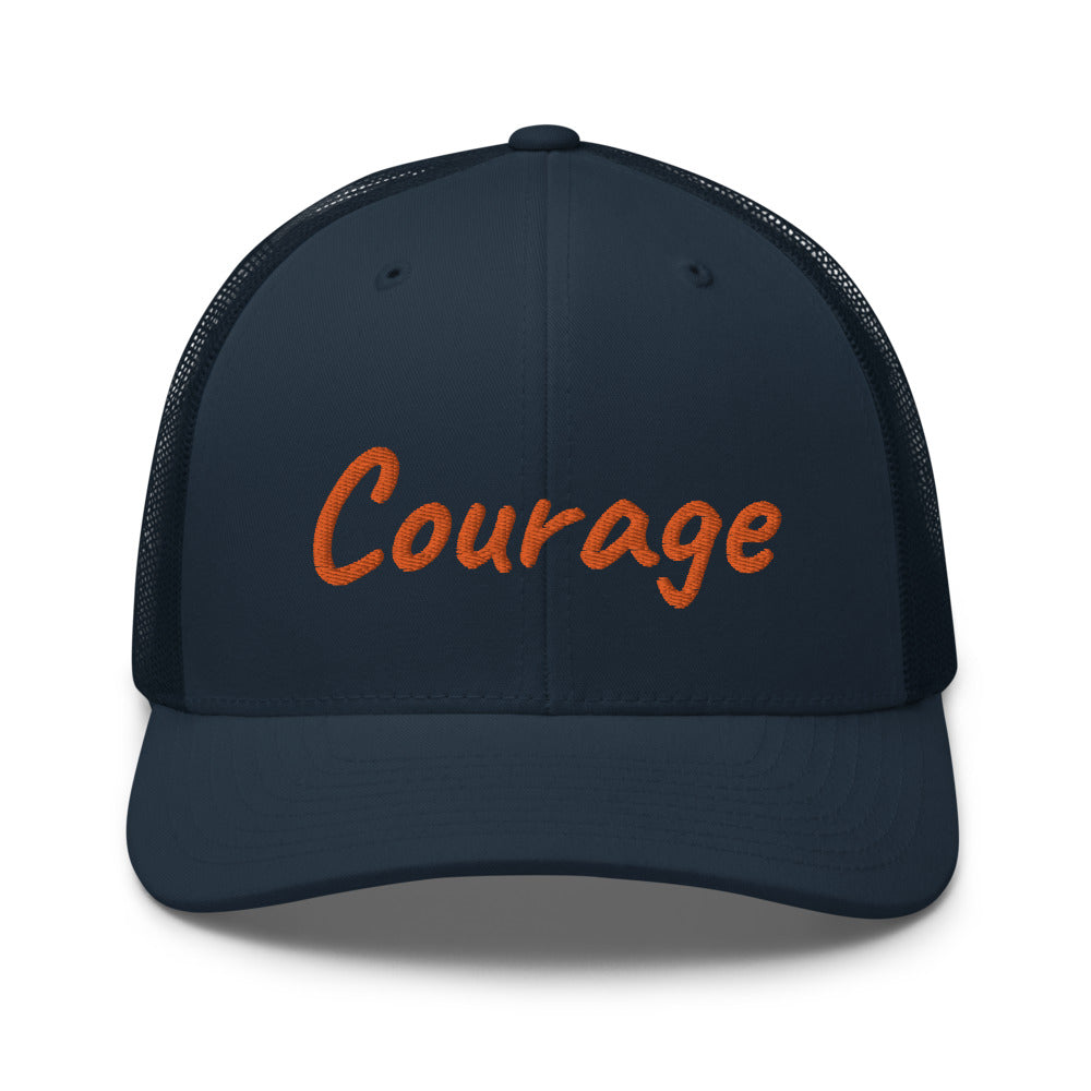 Courage In Amber Embroidery on Retro Trucker Hat