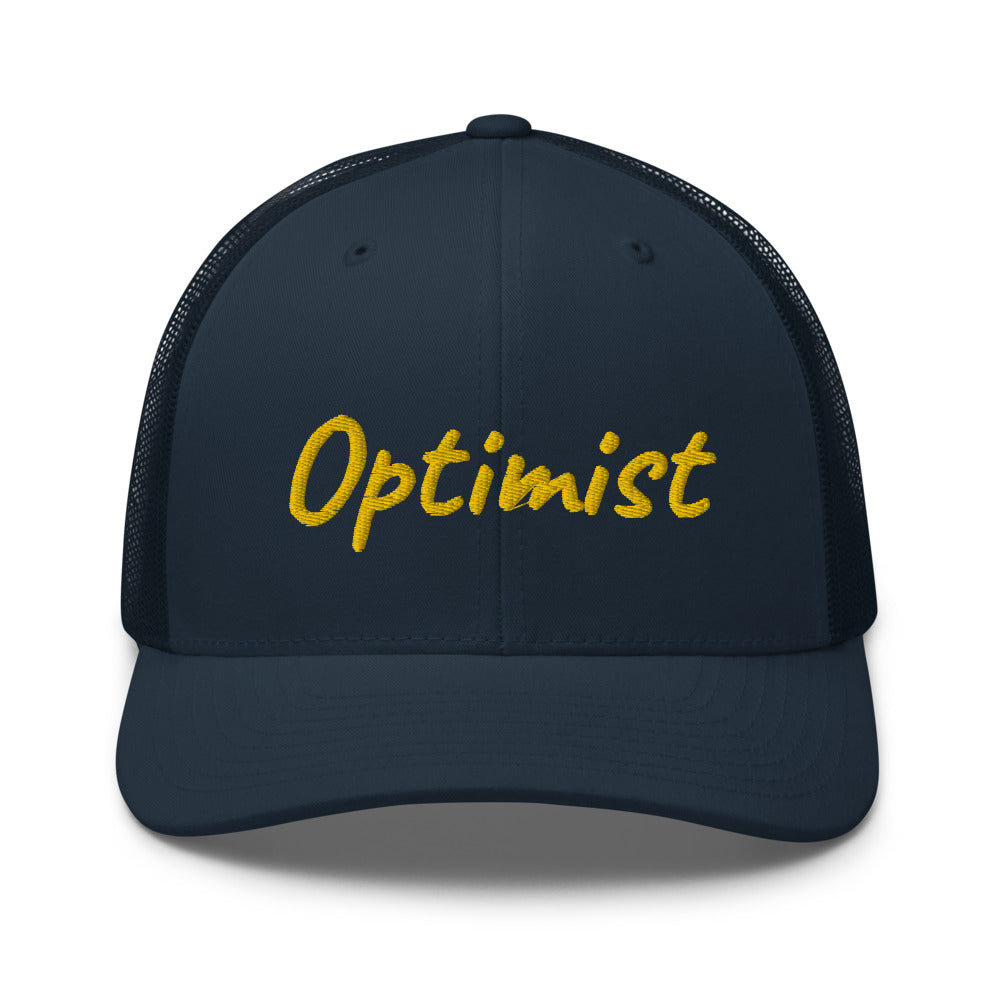 Optimist In Gold Embroidery on Retro Trucker Hat