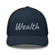 Wealth In Silver Embroidery on Retro Trucker Hat