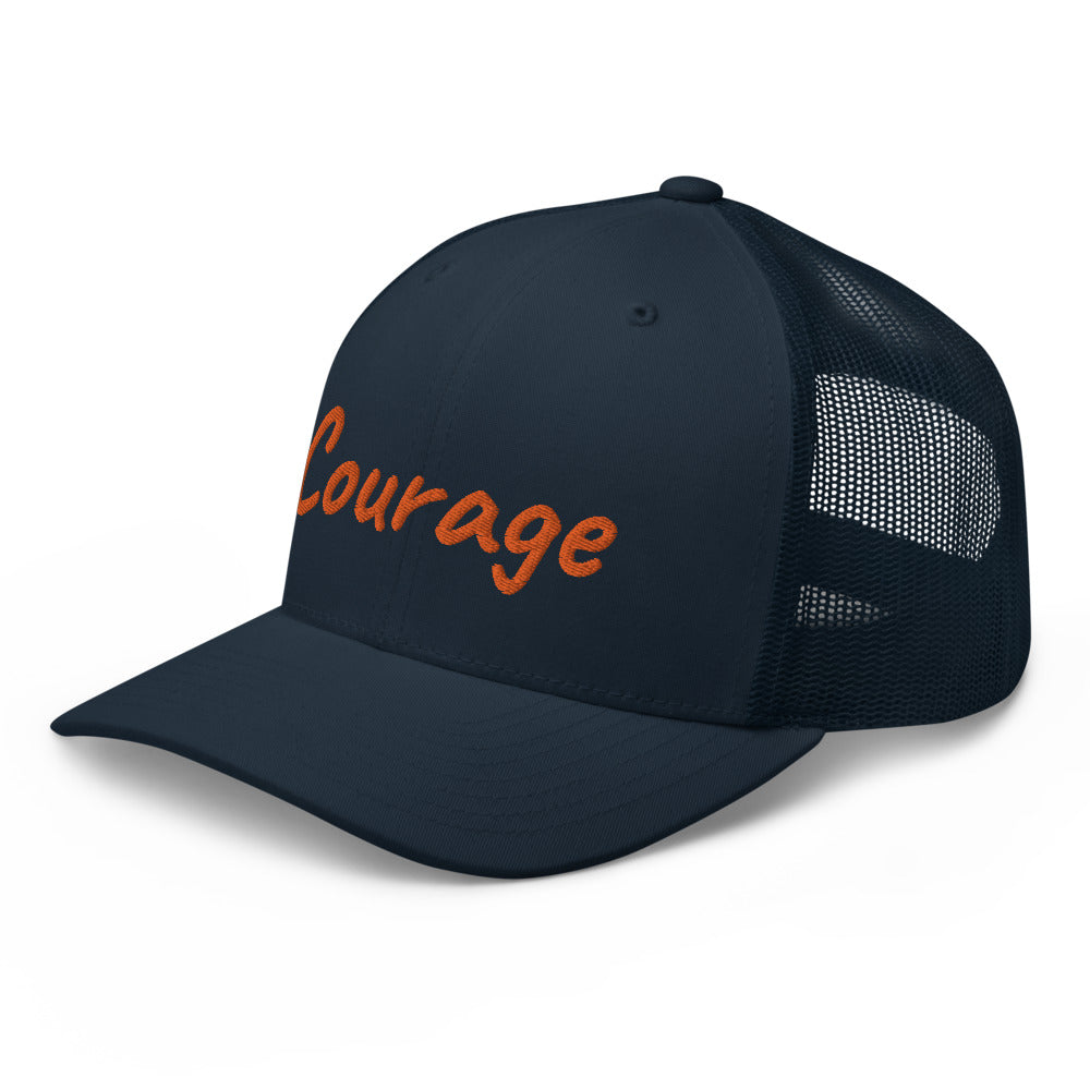 Courage In Amber Embroidery on Retro Trucker Hat