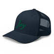 Joy In Emerald Embroidery on Retro Trucker Hat