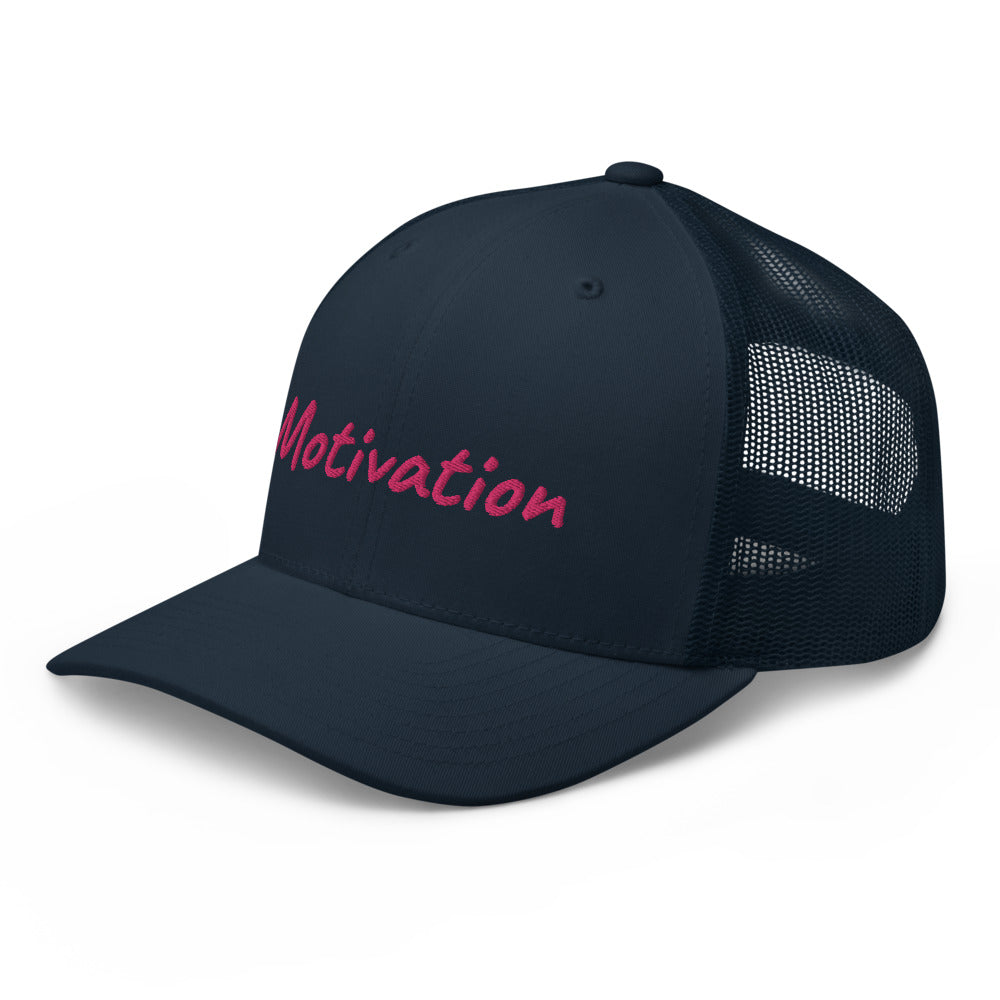 Motivation In Star Rose Quartz Embroidery on Retro Trucker Hat