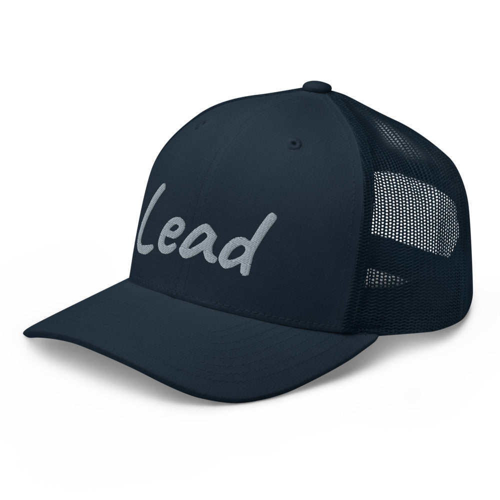 Lead In Silver Embroidery on Retro Trucker Hat