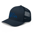 Win In Sapphire Embroidery on Retro Trucker Hat