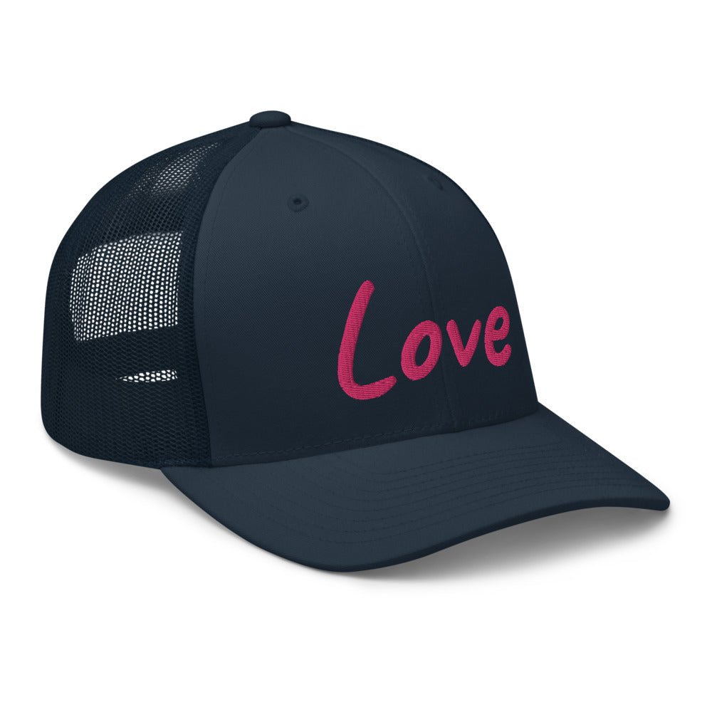 Love In Star Rose Quartz Embroidery on Retro Trucker Hat