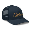 Listen In Copper Embroidery on Retro Trucker Hat