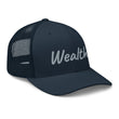 Wealth In Silver Embroidery on Retro Trucker Hat