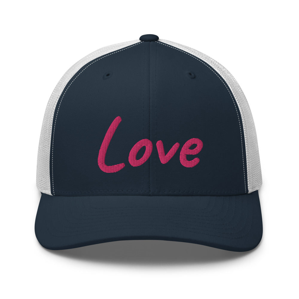 Love In Star Rose Quartz Embroidery on Retro Trucker Hat