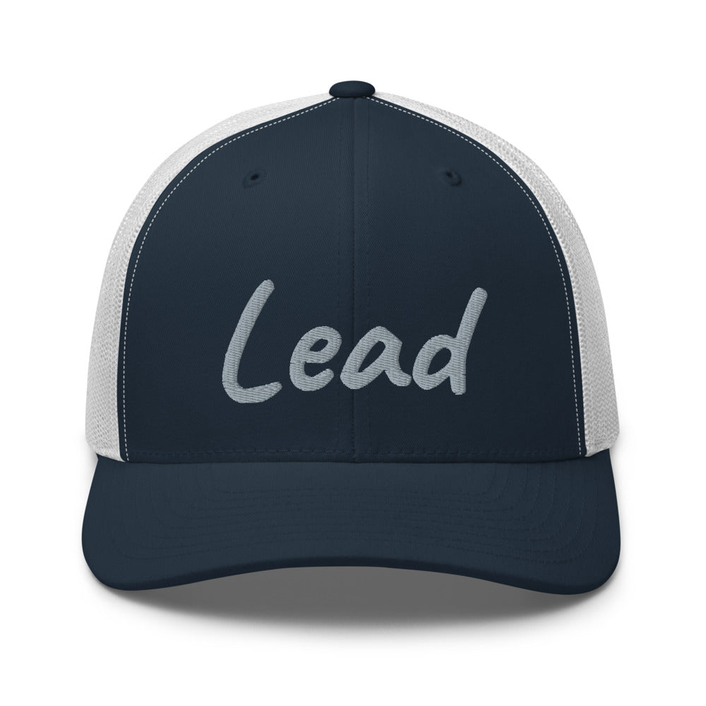 Lead In Silver Embroidery on Retro Trucker Hat