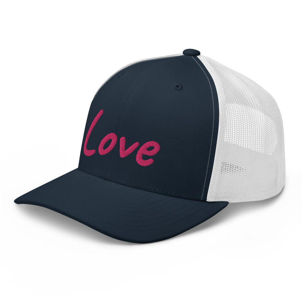 Love In Star Rose Quartz Embroidery on Retro Trucker Hat