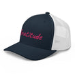 Gratitude In Star Rose Quartz Embroidery on Retro Trucker Hat