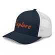 Explore In Amber Embroidery on Retro Trucker Hat